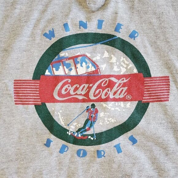 COCA COLA Winter Sports Collared 1/4 Zip Sweatshirt 90s SZ Small | Rare Vintage - Picture 3 of 4